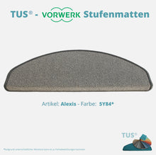 Lade das Bild in den Galerie-Viewer, Stufenmatten TUS® - Vorwerk ALEXIS | selbstklebend und treppengeeignet (Velours, tuftgemustert) in 18 Farben
