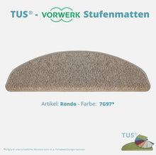 Lade das Bild in den Galerie-Viewer, Stufenmatten TUS® - Vorwerk RONDO | selbstklebend und treppengeeignet (Schlinge, meliert) in 15 Farben